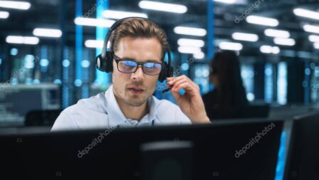 Cliente assistito da un operatore per servizi digitali al computer